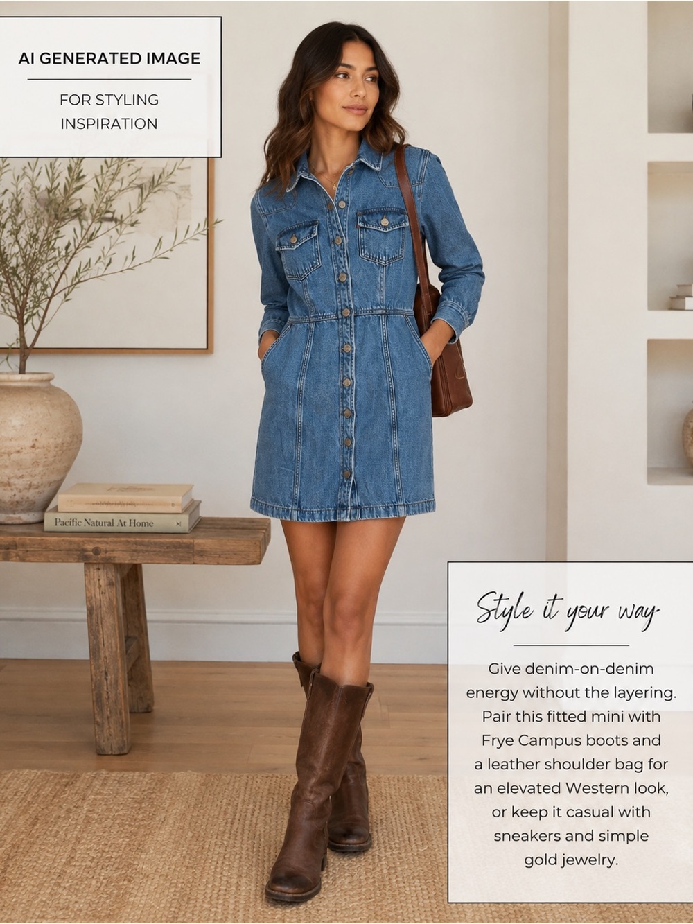 Levi’s Flynn Western Denim Mini Dress Medium Button Front 100% Cotton
